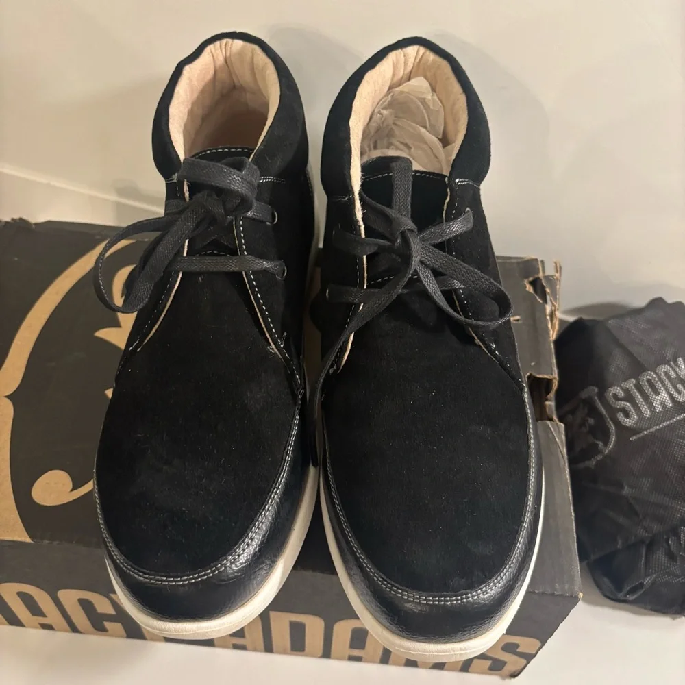 Stacy Adams Black Suede Buckley Moc Toe Lace up Chukka Boots for Men Size 8.5